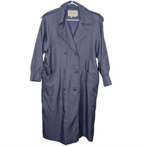 Vintage Nuage Purple Button Front Trench Coat Jacket Women's Size 8 *No Tie